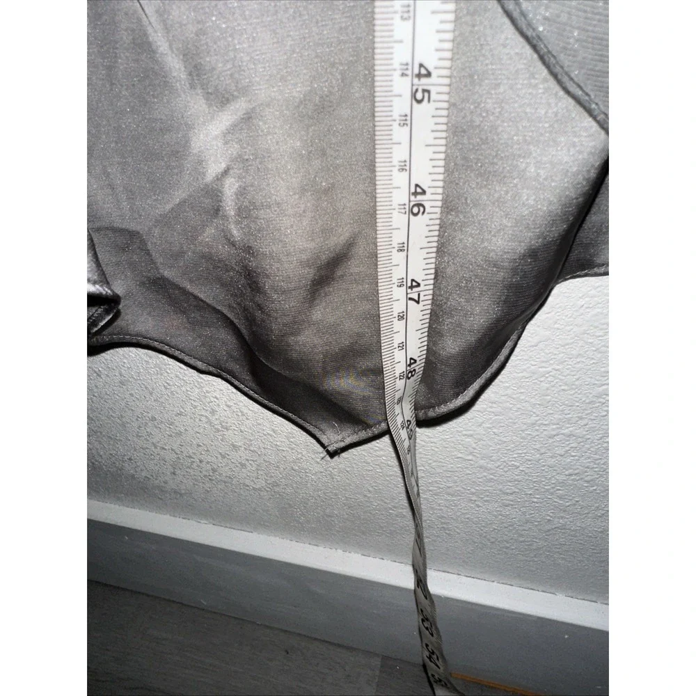 Banana Republic Maxi Dress Gray Elastic waist‎ Tired Ruffle Strap Satin Size 4